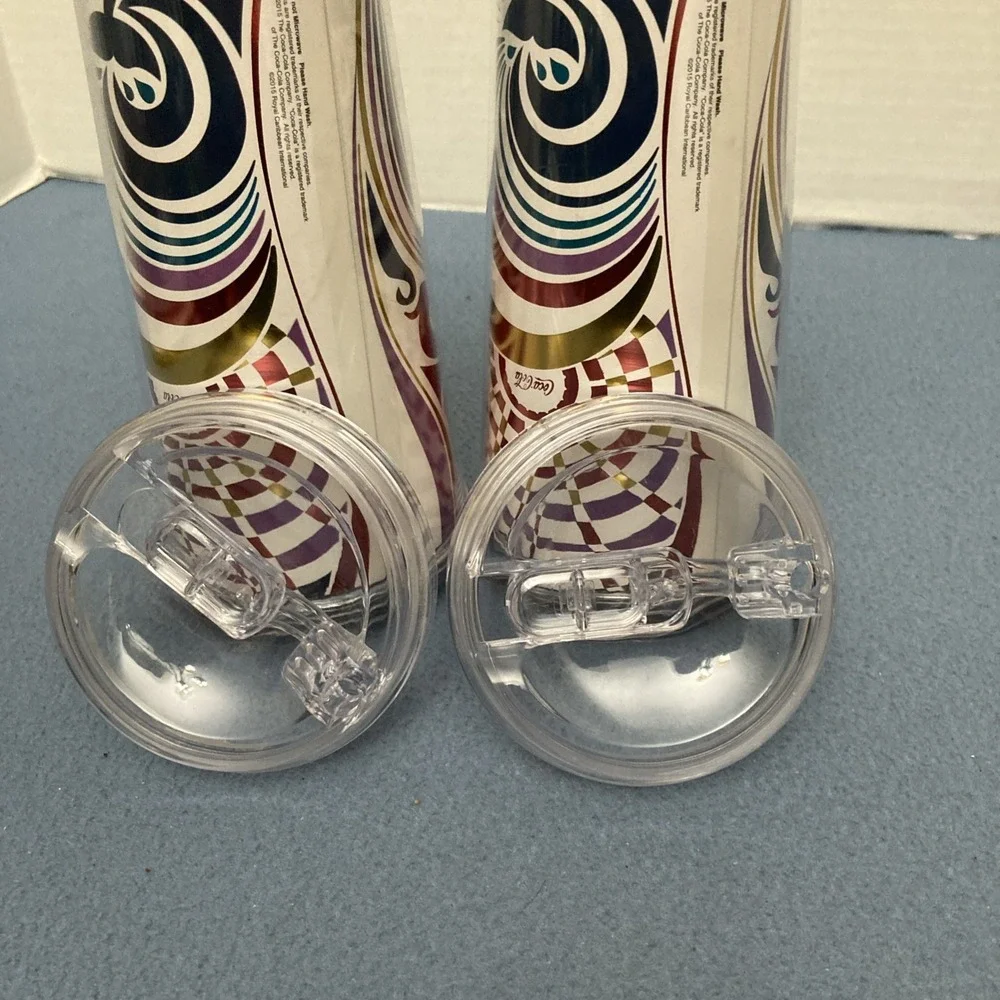 Royal Caribbean Cruise Lines Whirley Coca-Cola Drink Cup Tumbler w/Lids-Lot of 2